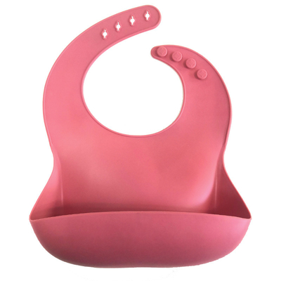 ক্যাচ পকেট সহ 29x23cm ধোয়া যায় এমন Phthalate বিনামূল্যে নরম সিলিকন বেবি বিব