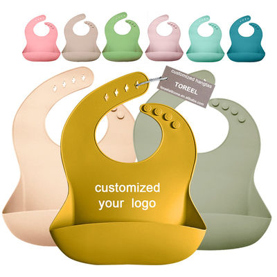 ফুড ক্যাচার সহ OEM কাস্টম সামঞ্জস্যযোগ্য দৈর্ঘ্য সিলিকন বেবি বিব
