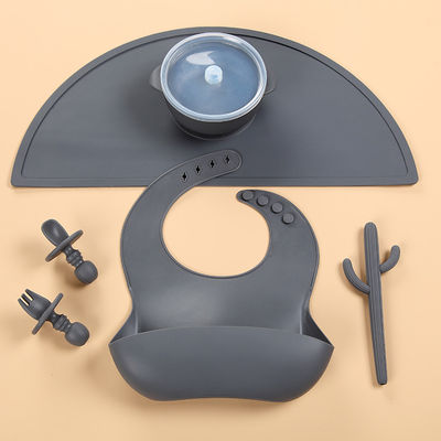 6PCS কালার ম্যাচড সিলিকন ফিডিং সেট ডিশওয়াশার বাচ্চাদের জন্য নিরাপদ